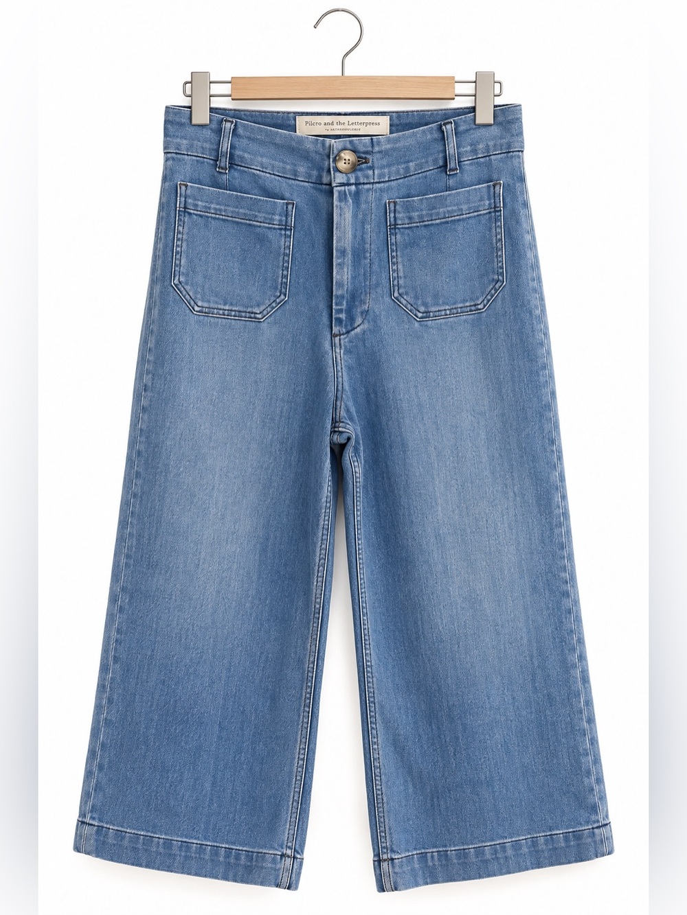 Pilcro Anthropologie Blue High Rise Cropped Wide Leg Jeans 28